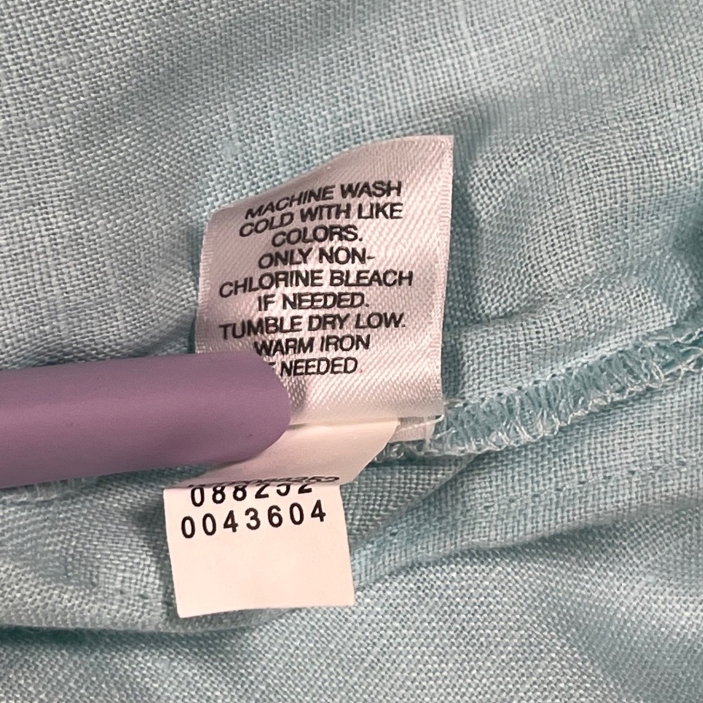 New Pure Jill Tunic Top Womens MP Aqua 100% Linen 3/4 Sleeve Pockets Boxy J Jill - Picture 4 of 7